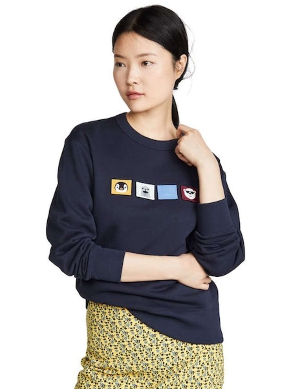 Acne Studios - Faircro Animal Face Sweatshirt, Crewneck, Navy Blue, Sz. Medium